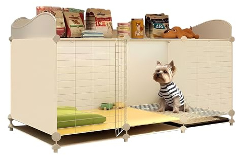 MineSign Hundekäfig Möbel 104.9 cm Hundehütte Indoor für Welpen Haustier Käfig mit ausziehbarer Wanne Haustierhaus für Kleintiere Kaninchen, Meerschweinchen, Chinchillas