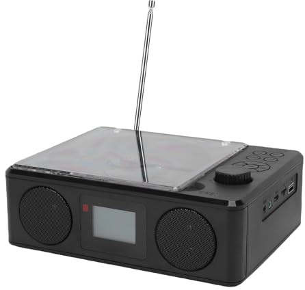 Goshyda Reproductor de CD Portátil con Altavoces, Reproductor de CD de Bluetooth Retro y Radio FM con Conector para Auriculares y Baterías Recargables para el Hogar, Viajes, Regalos