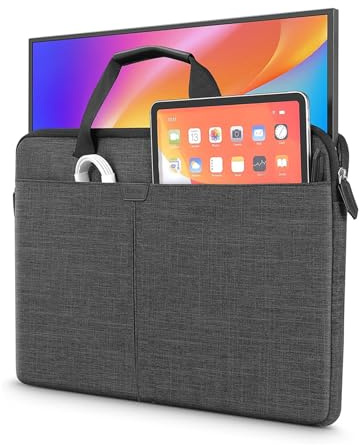 24 Inch Portable Monitor Case, 23.8-24 inch Laptop Protective Carrying Cover with PU Handle, Large Accessory Pocket and Water Resistant for Travel Monitor Bag Display Screen Sleeve, Black | 23.8-24 inch Laptop Protective Cover Sleeve with Large Accessory Pocket and Water Resistant for Travel Display Screen, Black