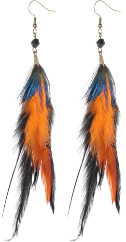 Healeved Boho Ohrringe Mit Echten Federn Und Kristallperlen Langer Federanhänger Leichter Ethno Ohrschmuck Für Damen Vintage Western Stil