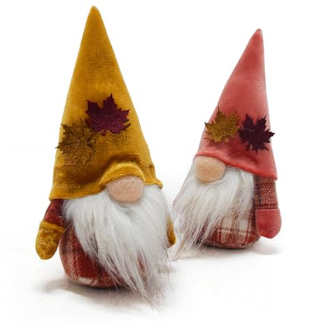 HTTDSLF 2 Pièces Deco Automne Elfe GNOME Peluche, Décoration Automne Gonk, Lutins de Tournesol en Peluche pour La Fête des Moissons, l'Automne, Thanksgiving, Halloween (2)
