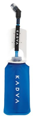 KADVA – Flasque Souple d’Hydratation Flowbie Pro 300 ml en TPU Bleu avec Tuyau et Embout à Mordre, Compatible Gilet