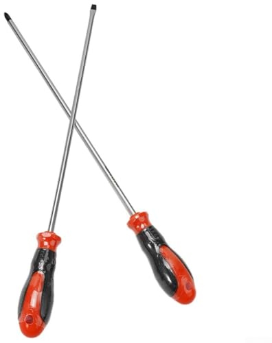 babominimer Juego de destornilladores magnéticos ranurados y cruzados extralargos de 12 pulgadas con eje de acero al cromo vanadio y mango ergonómico de goma antideslizante, herramienta manual para
