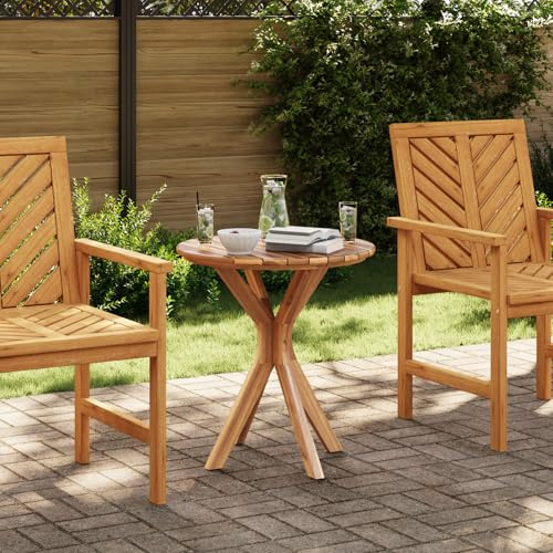 IBUQDDV Garten Bistro Tisch Ø70x75 cm Massivholz Teak Rund Tisch für Terrasse Außenbereich Wetterfest Langlebig