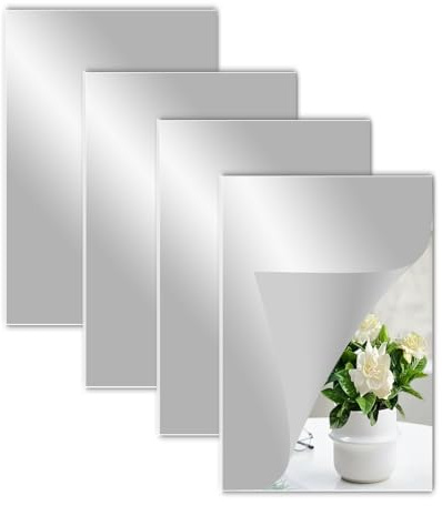zoshilife Spiegelfolie Selbstklebend, 4 Stück Acryl-Spiegel 20×30 cm | Rahmenlose Klebespiegel, klare und unverzerrte spiegel zum kleben für Schlafzimmer Wohnzimmer Bad und flexible Wanddekoration