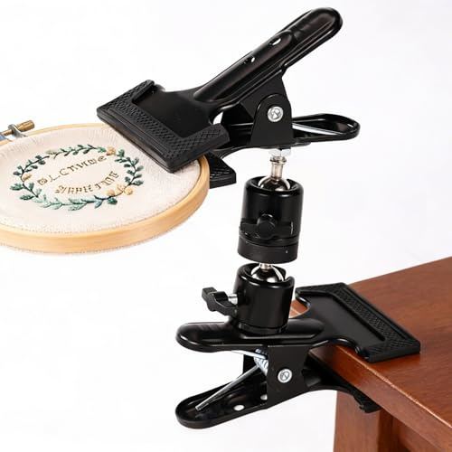 Supporto Telaio Ricamo Metallo, Cavalletto Punto Croce Regolabile Girevole 360° Morsetto da Tavolo Mani Libere Supporto Punto Croce per Ricamo Artigianato Lavori ad Ago Progetti Fai da Te
