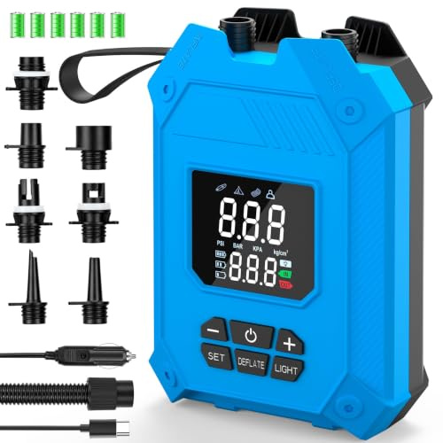 Paddle Board Electric Pump, 25PSI Rechargeable Sup Pump with Auto-Off and Deflation,12000mAh Dual-Stage Portable Air Pump for Paddleboard, Tent and Kayaks