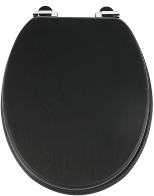 SAINOS Wooden Toilet Seat, Premium WC Seat O-Shaped with Soft-Close Mechanism, Adjustable Zinc Alloy Hinges, Anti-Bacterial Wood, 180 kg, Easy to Clean and Install from Bottom (W124)
