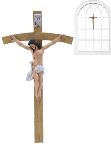 Katolsk korsdekor, Jesus hartsstaty, handmålad religiös prydnad med klassiskt heligt designsystem, robust andlig display med fin detaljbyggnad, tillbehör för hemmatro för fest