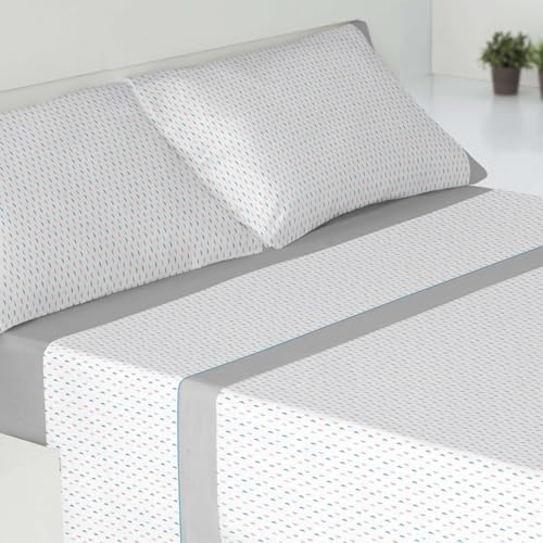 MIMOCASA Juego de Sabanas 135x190cm, Poliéster Microfibra Cepillada,Gris-C