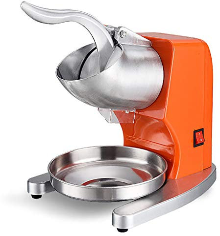 Electric Ice Crusher Shaver Snow Cone Maker Machine, Stainless Steel Double Blade, Prefect for Ice Cream, Cold Drinks, Fruit Dessert, Cocktail and Home Party, 95Kg/Hour