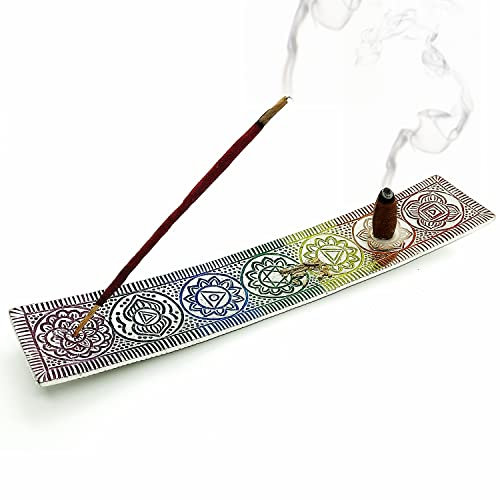 CALMVEDA Chakra Räucherstäbchenhalter Metall räucherstäbchen Halter Set für Stäbchen und Kegel,wecken Sie Ihre innere Energie, Meditationszubehör, Chakra-Dekoration & Hippie-Raumdekoration (25.4 cm)