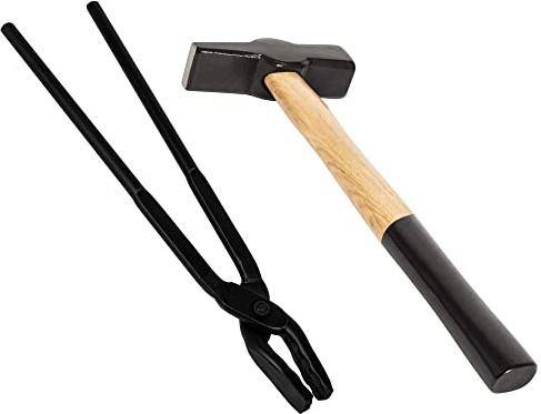 Bonbo Blacksmith Tool Set Includes Wolf Jaw Tongs Blacksmith Tongs and Blacksmiths' Hammer Metalworking Tool Striking Tool 0000811-1000 (15'')