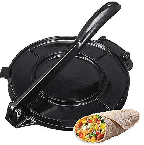 KELUNIS Prensa De Tortilla De Aluminio De 20 Cm Y 8 Pulgadas, Fabricantes De Quesadillas Y Tortillas Plegables Comida Mexicana Casera para Cocina, Accesorios De Cocina De Pastel De Bricolaje,Negro