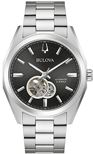 Bulova Men's Classic Surveyor 3-Hand Automatic Watch, Hack Feature, Luminous Hand, Open Aperture, Screw-Back Case, 42mm
