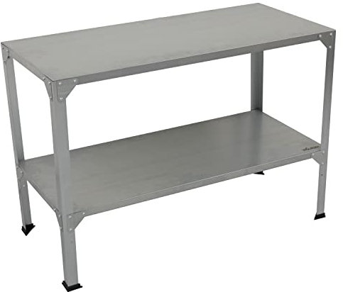 Woodside 2 Tier Galvanised Steel Greenhouse Potting/Work Bench, Metal Garage Workstation