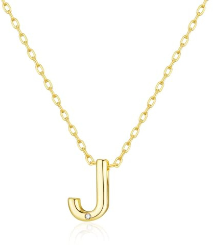 Philip Jones Gold Plated Initial Necklaces A to Z Created with Zircondia® Crystals