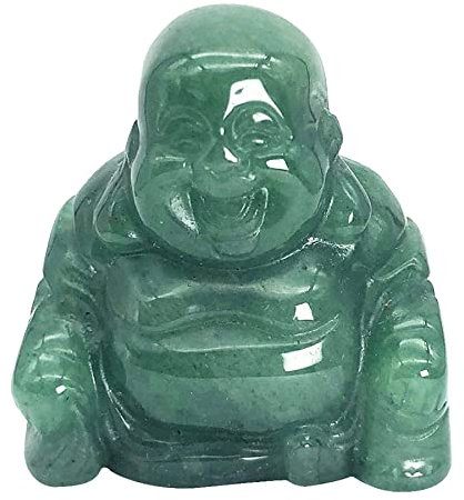Ladeukoi Natürlicher Stein Glücklich Buddha Statue, Handgeschnitzt Maitreya Lachen Figur Figurine Skulptur Tasche Heilung Kristall, Grüner Aventurine