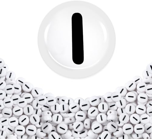 TOAOB 100 Stück 4x7mm Buchstabenperlen Vokal Weiß Buchstaben I Perlen Rund Acryl Spacer Perlen für Schmuckherstellung