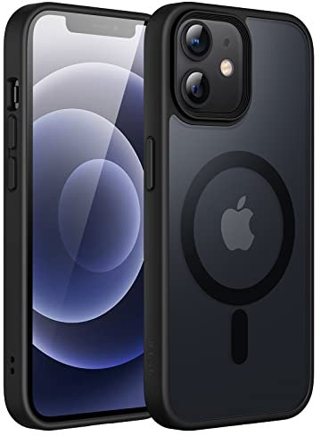 JETech Magnetic Case for iPhone 12/12 Pro 6.1-Inch Compatible with MagSafe, Translucent Matte Back Slim Shockproof Phone Cover (Black)