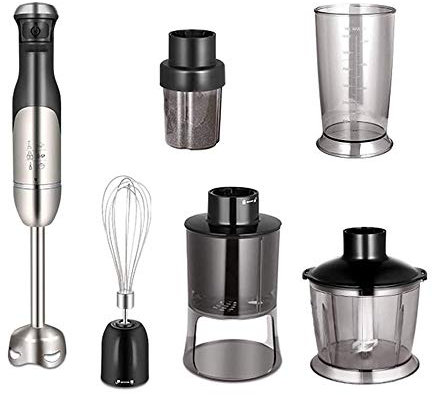 MOLVUS Hand Blender 800W Immersion Blender, 4 In 1 Powerful Stick Blender, Chopper, Whisk, 600ml Food Grinder for Sauces Smoothie Puree Infant Food