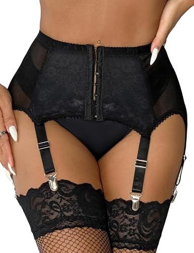 ohyeahlady Strumpfhalter Damen Sexy Spitzen Strapsgürtel Ouvert Dessous