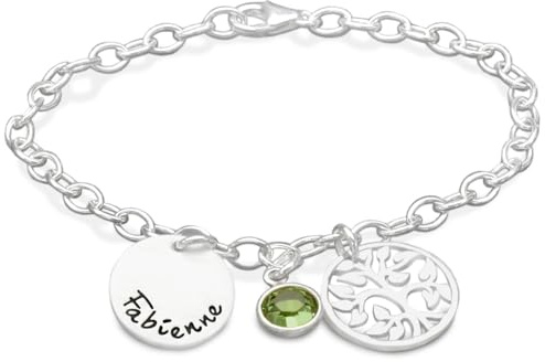 Armband zur Taufe für Mädchen LEBENSBÄUMCHEN 925 Silber Namensarmband Taufschmuck mit Gravur Lebensbaum Namensanhänger Taufarmband Patenkind