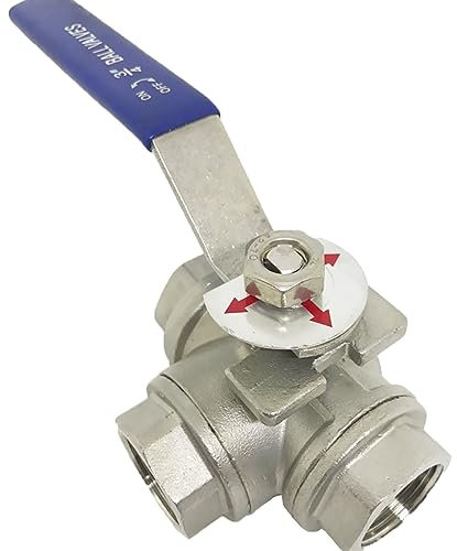 IBOWZ Kugelhahn 304 Edelstahl-Kugelhähne,Dreiwege-L-Anschluss,3/4 Zoll 24 mm Innengewinde,Edelstahlrohr-Kugelhahn mit Griff für Wasser,Erdgas,Öl