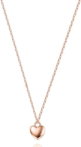 day.berlin Herzkette Nova 18k vergoldet | Damen Halskette 45+5cm mit kleinem Herz Anhänger 7x7mm, 316L Edelstahl nickelfrei und wasserfest