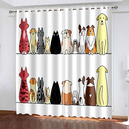 3D Vorhänge Cartoon-Tier-Hund Undurchsichtige Vorhänge Waschbar Langhaltig Hochwertig Verdunkelungsvorhang Wohnzimmer Schlafzimmer Küche Thermovorhang - Kinder Vorhänge-4V7M5K3C7W3
