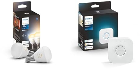 Philips Hue White ambiance, ampoule LED connectée sphérique compatible Bluetooth, E14 & Bridge 2.0 : Hub Central de Contrôle d'Éclairage Intelligent, fonctionne avec Alexa
