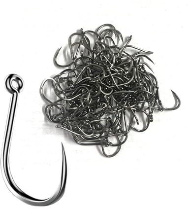 Dingbear 100 Pièces Ensemble D'hameçons sans Ardillon - Hameçons De Pêche sans Ardillons en Acier au Carbone, Adaptés Aux Rivières, Lacs, Océans et étangs (sans Ardillon-12#)