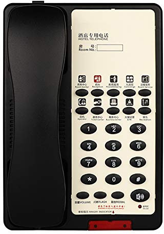 HIFRQVVC Klassisches Schreibtischtelefon mit großen Tasten, Hotel-Telefon – Business-Festnetz, One-Touch-Wähl-Tastenkombination, chinesische und englische Etikettentasten (schwarz, 15,5 x 22,5 x 9 cm)