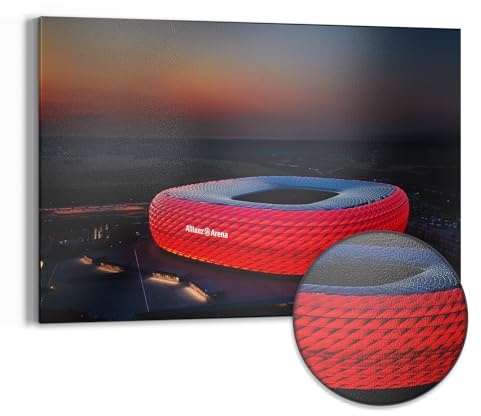 DEQORI Metall Magnettafel | 60x40 cm cm groß | Motiv Allianz Arena, München | Whiteboard für alle Magnete | Magnetboard Wand-Tafel für Küche & Büro | Design Magnetwand Pinnwand magnetisch
