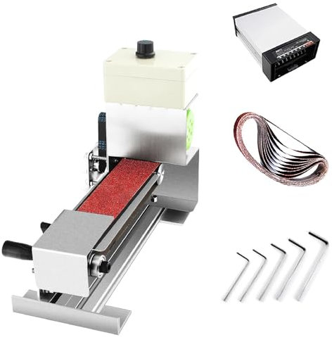 LeTkingok 220 V Mini-Bandschleifer, Elektrische Polier- und Schleifmaschine, Haushalts-Tischpolier- und -Schleifmaschine, 30x533mm, 1000–9000U/min