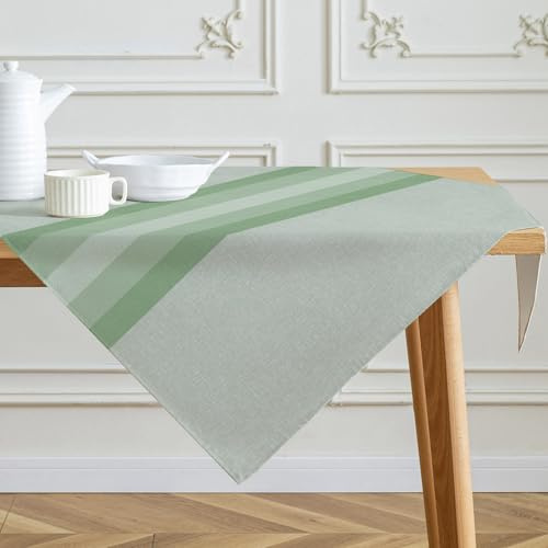 Kiatuniya Tovaglia Quadrata Strisce Verde Tavolo Centrotavola Moderna Tovaglie Copri Tavolo da Interno Elegante per Cucina Ristorante Giardino Esterno Feste 85 x 85 cm