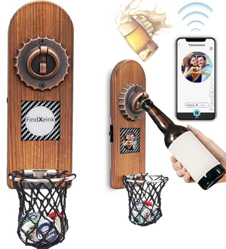 Bieröffner Wand mit Kronkorken Sammler, Magnetischer Flaschenöffner Wand, Wandflaschenöffner mit Auffangbehälter, Bier Geschenke für Männer, Papa, Ehemann, Bar Zubehör für Hause, Freien (Stil 8)