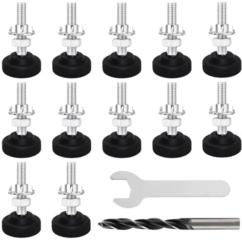 lbxtswpl Stellfüße M8 x 50MM, 12 Stück Stellteller Stellfuß, Maschinenfüße | Verstellbare Füße Regulierschraube Nivellierfüße für Tischbeine Stuhlbeine Möbelbeine