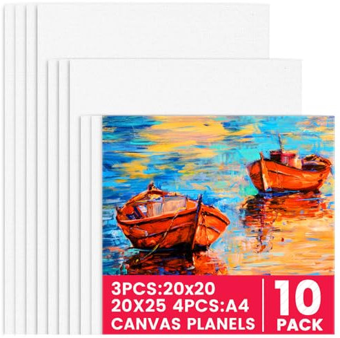 (10 pezzi) Set di tela per dipingere, tele quadri pre-tensionate bianche per pittura acrilica e acquerello, tele in cotone, tele piccole per dipingere ideali per principianti, artisti e studenti.