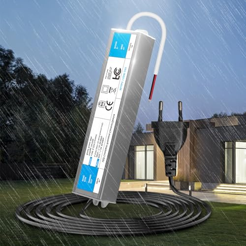 KSIBNW LED Trafo 24V 150W 6,25A Netzteil Adapter IP67 Outdoor Wasserdicht Transformator mit Stecker, Treiber 230V AC auf DC 24Volt Konstantspannung Niedervolt Schaltnetzteil für Außen LED Lampen