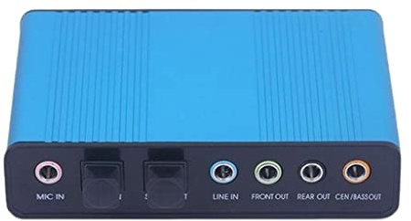 Carte son externe USB 5.1 Surround Sound Carte son audio optique Bleu