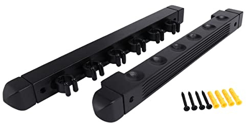 Reinscer Support de queue de billard en bois dur pour mural - 6 clips - Noir