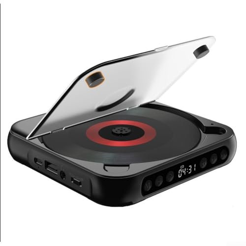 PETSTIBLE Lettore CD portatile con altoparlanti integrati e batteria ricaricabile, design anti salto per ascoltare musica ovunque (nero)