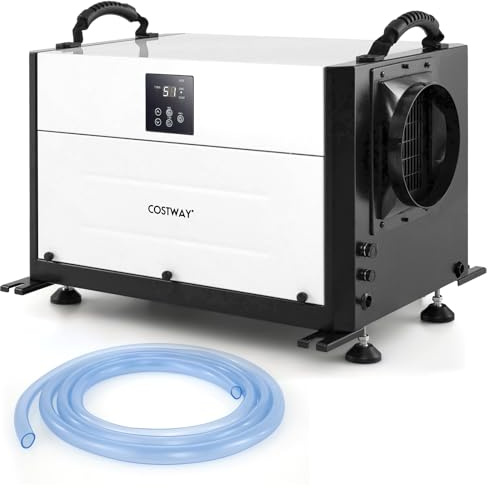 COSTWAY Deshumidificador Industrial de 73,5 L/Día, Deshumificadores de Humedad Silencioso con 3 Modos y Temporizador de 24H, Manguera de Drenaje y Descongelación Automática, Blanco