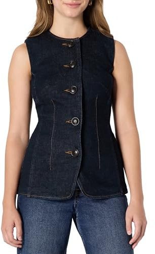 Amazon Essentials Chaleco Vaquero Abotonado de Corte Regular Mujer, Mezclilla de enjuague, 46