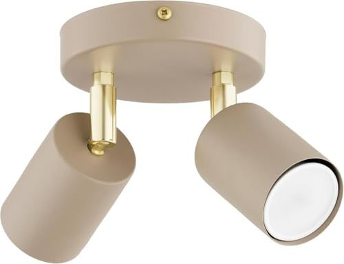 KAR LIGHTING Deckenleuchte 2-flammig Beige Rund – schwenkbarer Deckenstrahler & LED Spotlampe aus Metall – GU10 Strahler für Küche, Wohnzimmer, Flur – modern & LED geeignet