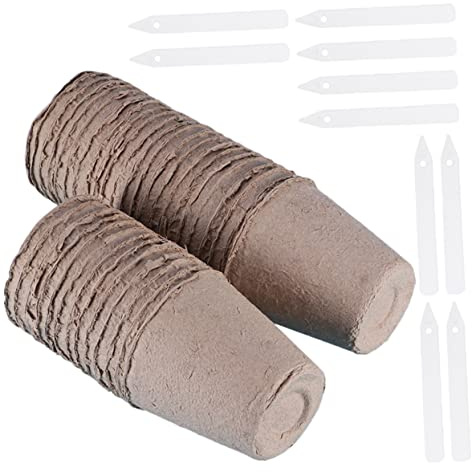 CLISPEED 40 pezzi Vasetti Piantine Biodegradabili in Tazze Germinazione Piantine Starter Cups per Coltivazione Semi e Trapianto Vasetti Nutrienti Compostabili per Giardinaggio Sostenibile