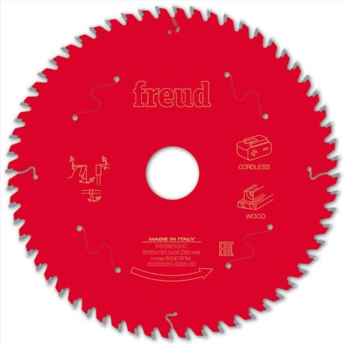 Freud lama per sega circolare portatile a batteria per il taglio di legno D=190mm x d=30mm x 1,5/1mm x T60 - FR13W013HC