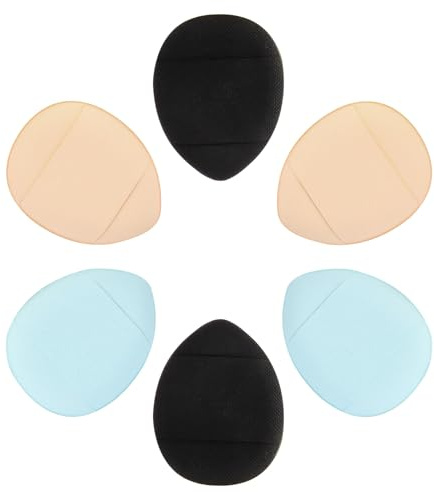 CIYODO 6pezzi Piumino per Cipria da Dito Mini Piumini per Cipria per Viso Strumento per Trucco Cinturino Incluso Lavabile e Morbido per Fondotinta Liquido in Polvere Colore Casuale