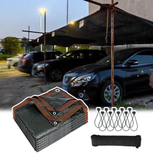 Paño de protección solar para cochera de alta calidad, lona de malla negra de 6 x 9 pies con ojales, ideal para jardín, red de jardín al aire libre, parasol para patios, gallineros y protección de